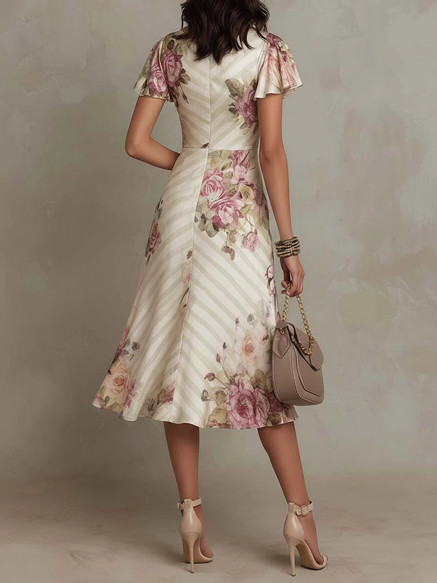 La Scintilla | Abito Elegante Drappeggiato Floreale Camille
