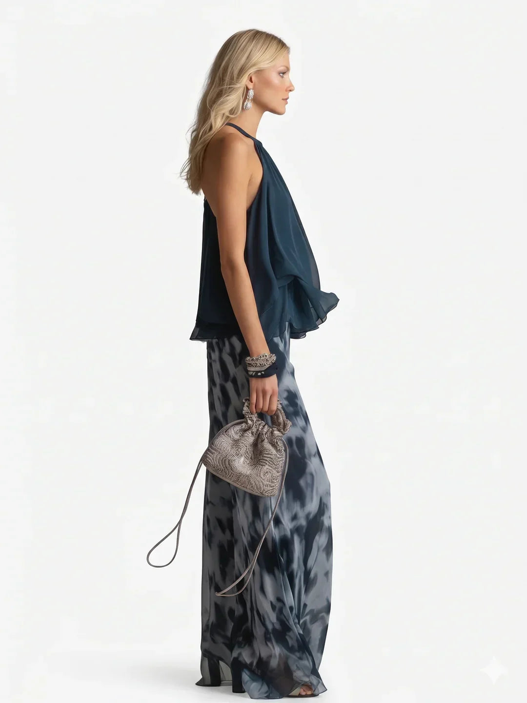Completo elegante due pezzi in chiffon