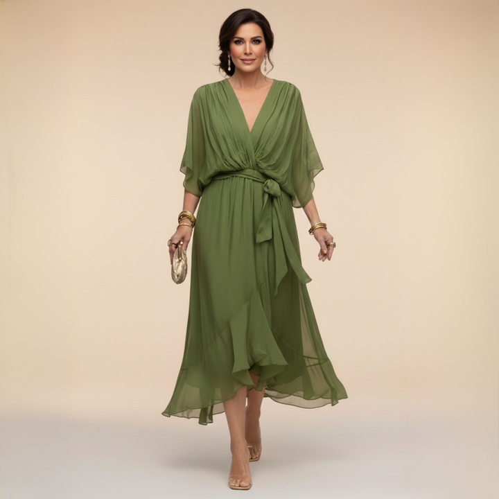 La Scintilla | Abito in chiffon con scollatura a V