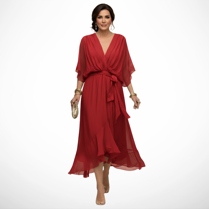 La Scintilla | Abito in chiffon con scollatura a V