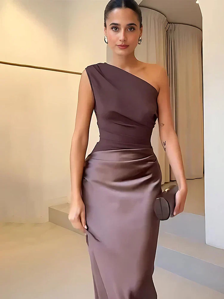 Luna™ | Abito Maxi in Satin con Spacco