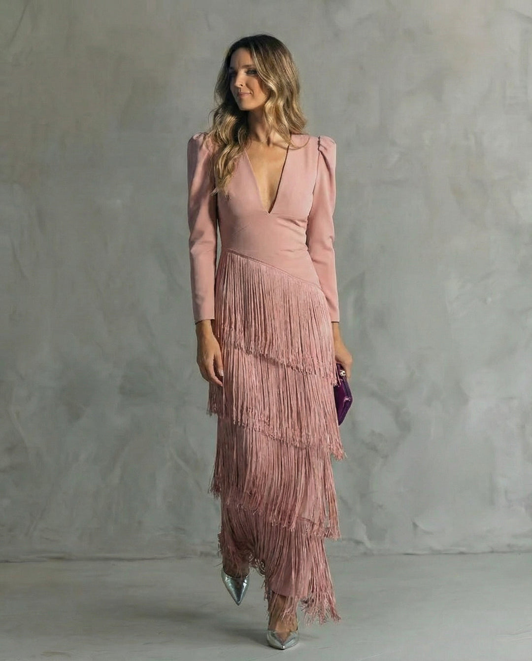 Chiara - Abito elegante con maniche a frange